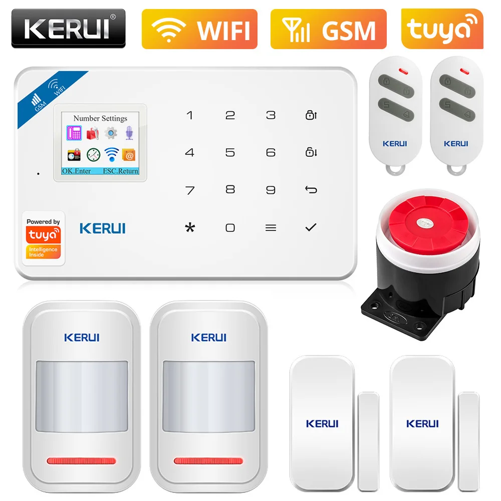 KERUI W181 Home Smart Security Alarm System Wireless WiFi GSM Tuya Control App 1.7 Inch Color Screen Operation Voice Prompt Host |