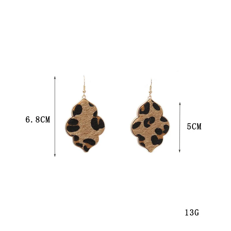 Cpop Trendy Faux Leather Leopard Earring for Women Gold Abalone Shell Pendant Drop Earrrings Fashion Jewelry Accessories | Украшения и