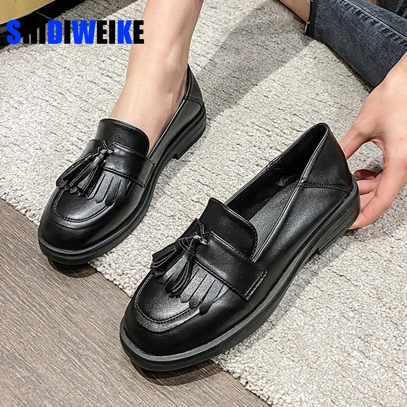 

Spring Autumn Female Loafer Black Leather Oxford Ballerina Flats Ladies Shoes Moccasins slip-on Women Casual Shoes Zapatos AD260