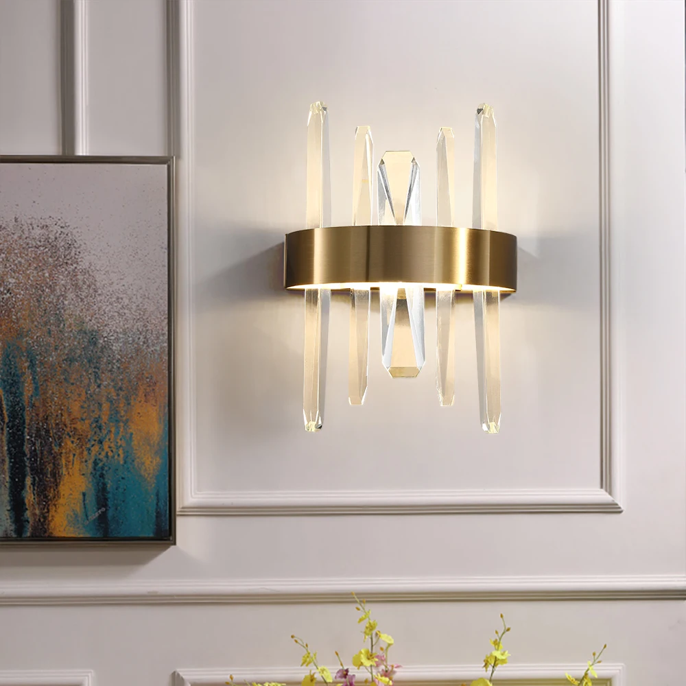 Современная дизайнерская Хрустальная настенная лампа для спальни роскошное