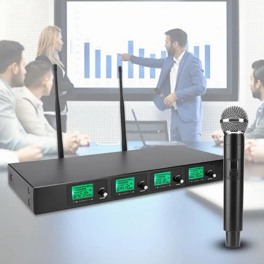 4-канальный беспроводной ручной микрофон для конференц-связи 641 5 МГц-672 3 МГц 100-240 В