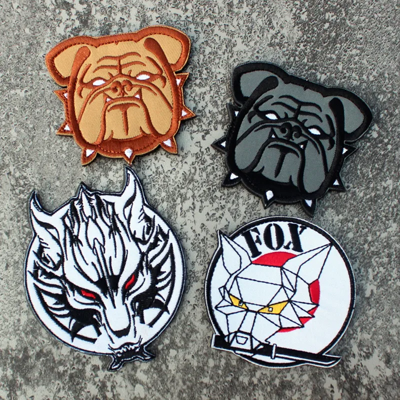 Animal Series Embroidery Patch Tigher Bear Wolf Fox Bulldog Dog Monkey Rabbit Warrior Armed Guns Badge Clothing DIY Accessories | Дом и сад