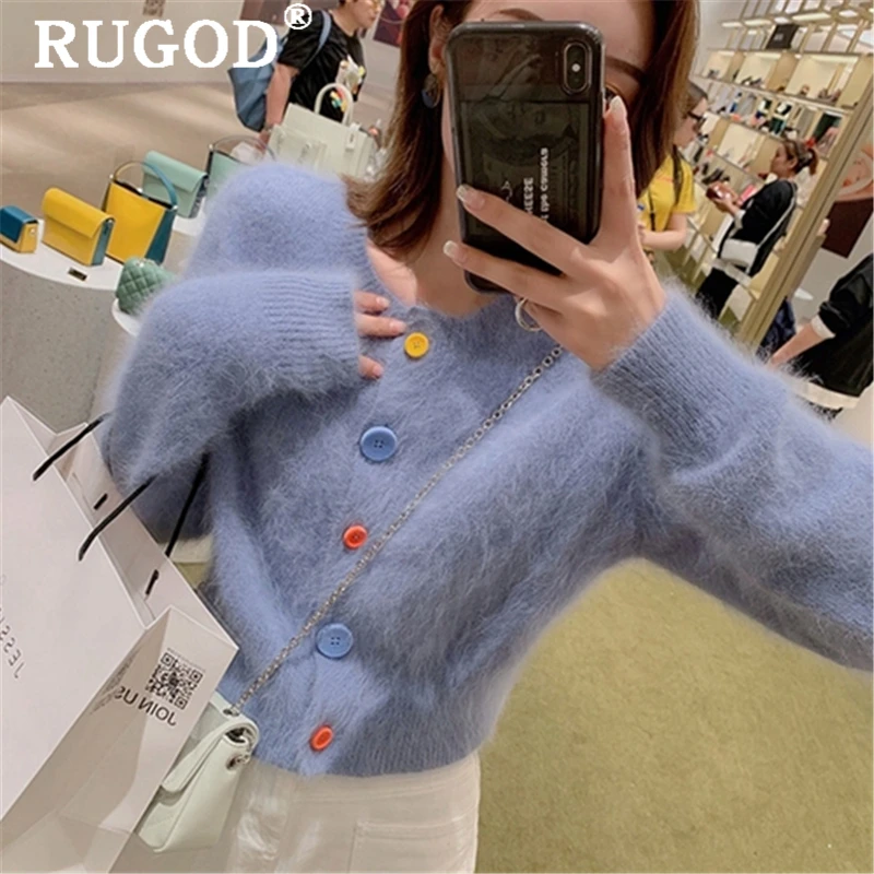 RIUGOD Cashmere cardigan women elegant single-breasted long sleeve slim knit sweater coats female 2019 Casual soft auturm |