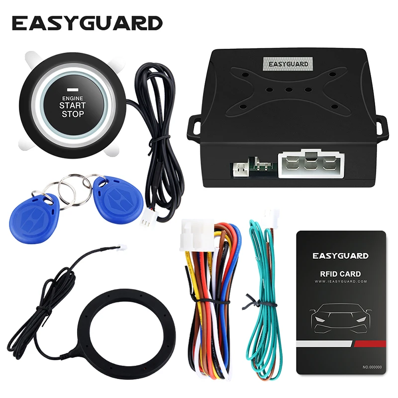 

EC004 Customization EASYGUARD RFID car alarm with push button start stop universal transponder immobilizer