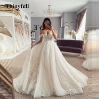 thinyfull 2022 newest lace boho wedding dresses sweetheart off shoulder a line beach princess bridal party gowns robe mariage