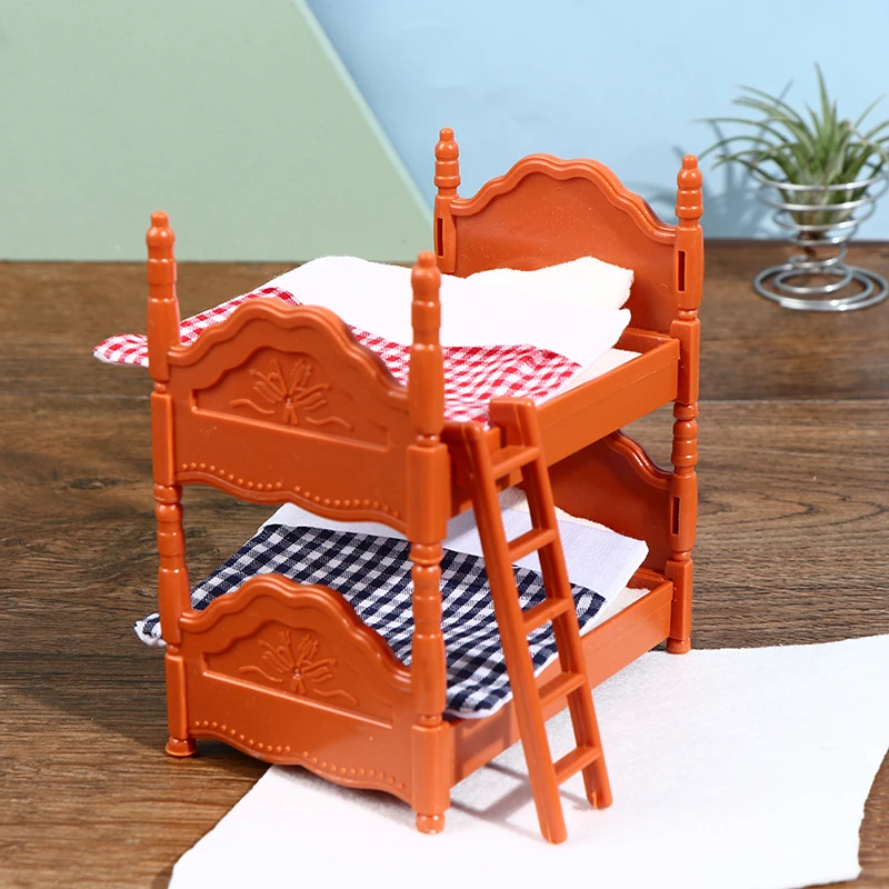 Hot sale 1 Set Doll House Mini Bedroom Children Mini Double Bed Furniture Scene Toy for Child Kids Gift