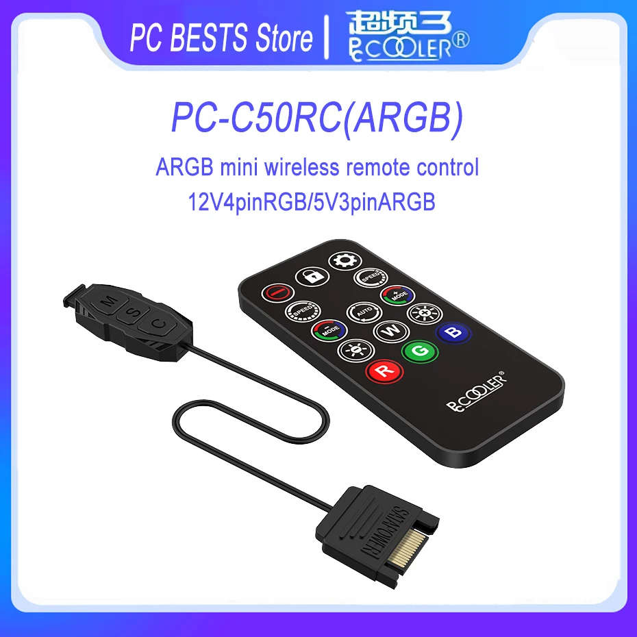 

Pccooler PC-C5ORC PC-C50K 5V 3pin ARGB Беспроводной дистанционного Управление 12V 4pin RGB Управление; Переключатель вентилятора на интерфейс SATA
