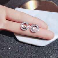 exquisite fashion sparkling diamond earrings asymmetric star moon earrings fresh and simple ladies earrings 925 silver needles