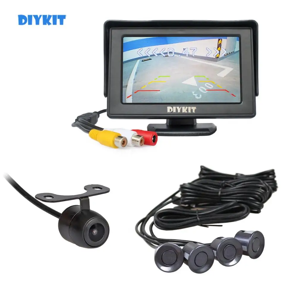 DIYKIT Видео парковочный радар 4 3 &quotмонитор заднего вида автомобиля + камера