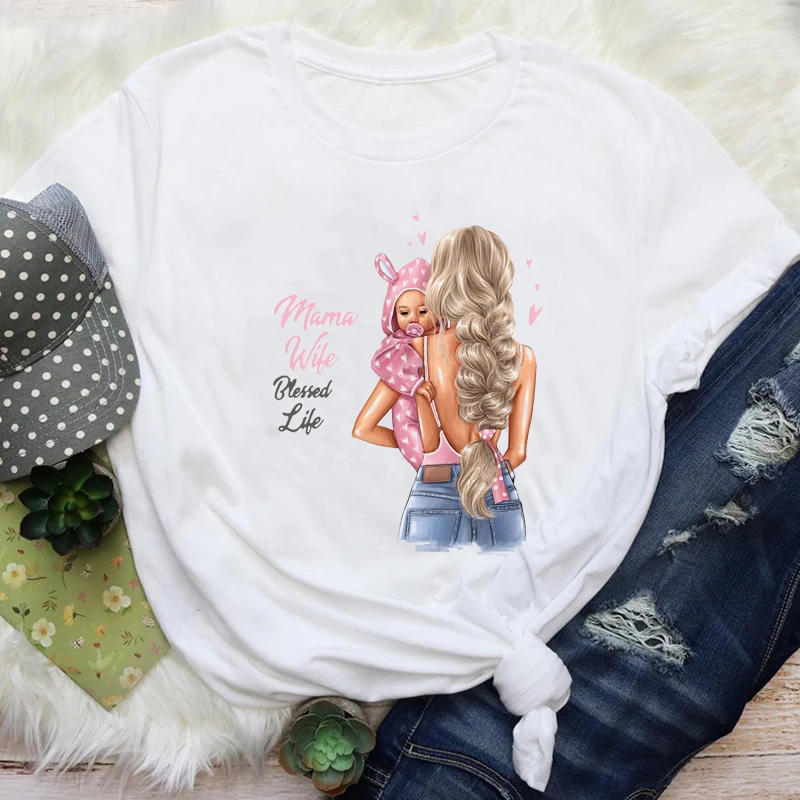 

Women Mom Mama Sweet Family Happy Printing Casual Mother Cartoon Graphic Tees Clothes Print Tops Lady Female T Shirt T-Shirt