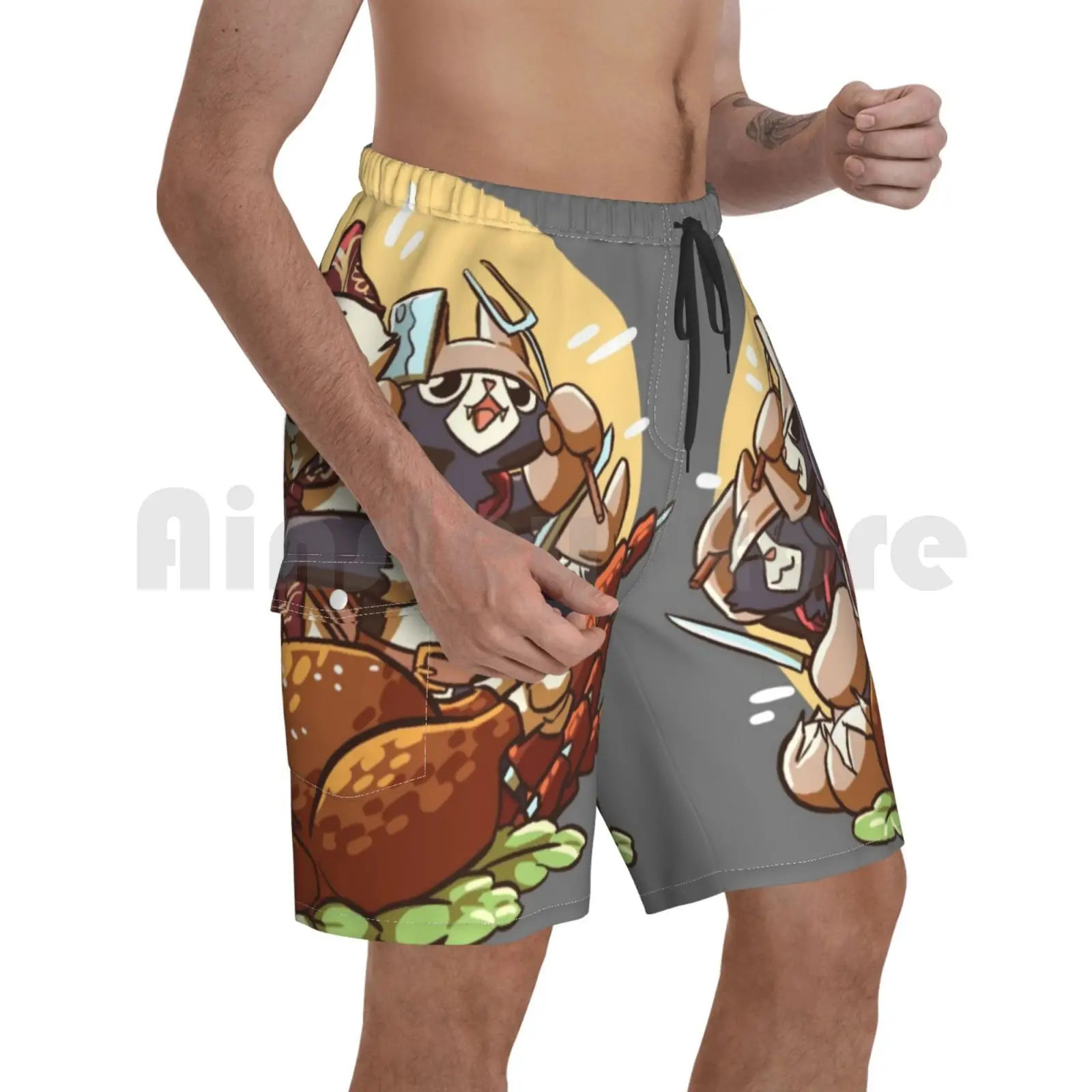 Meowscular-pantalones cortos de Chef Bae para hombre, ropa de baño para la playa, Monster Hunter, World Monster Hunter