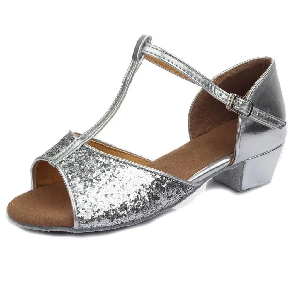 New Brand Strip Latin Dance Shoes For Women Children Ballroom Tango salsa girls Dancing shoes Low Heels Comfortable 17-25CM