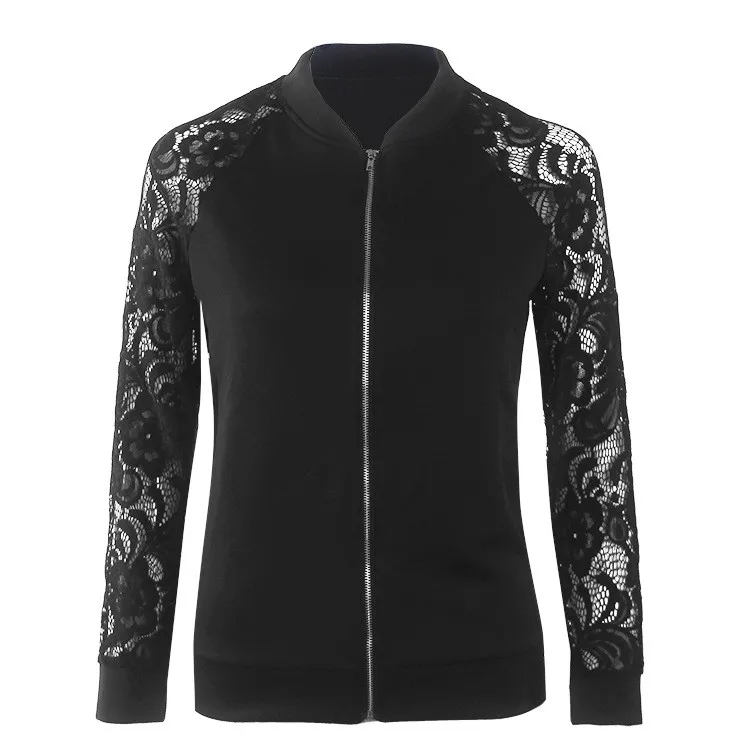 Casual Jacket Coat Outwear Women Black White Long Sleeve Female Lace PatchworkLady Suits 2019 Elegant Plus Size | Женская одежда