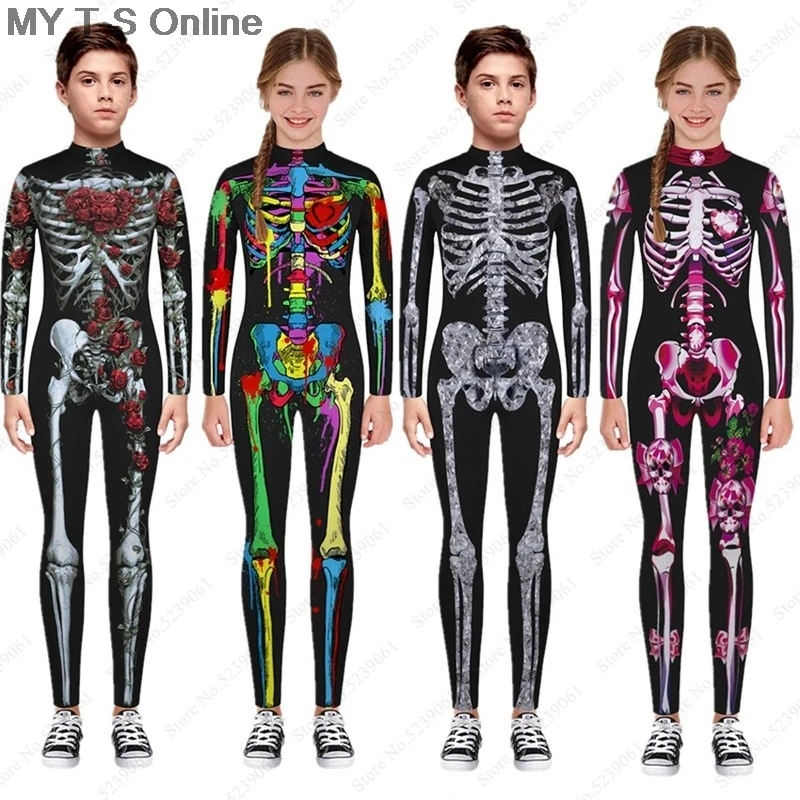 Детская одежда на Хеллоуин Скелет розовое Боди дьявол Вампира Череп 3D печат