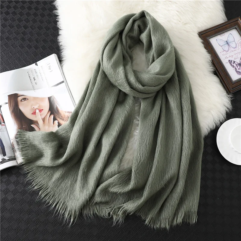 Лидер продаж 2019 новый зимний теплый толстый шарф хиджаб из чистого кашемира