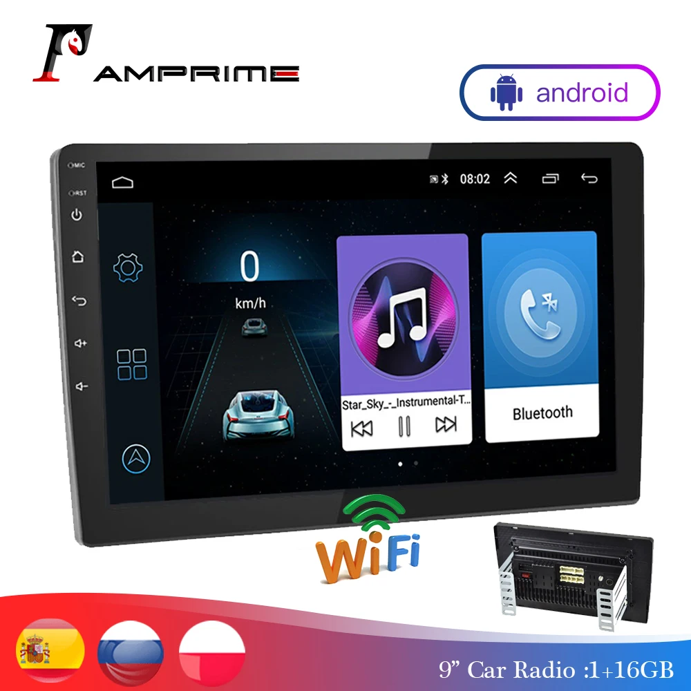 Автомагнитола AMPrime 2 din мультимедийный MP5-плеер на Android с экраном 9/10 " функцией