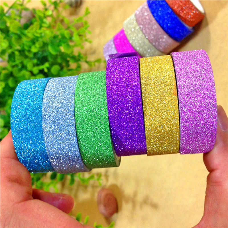 

10 Pieces Glitter Washi Tape Stationery Scrapbooking Tapes Korean Masking Adhesive tape version Tape exquisite Decorative C A7P8