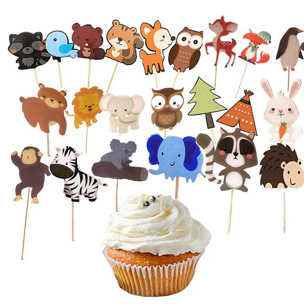 

Animal Model Paper Made Baby Decorations Cupcake Topper Cake Toppers Woodland Creatures Theam Forest Animal Shape