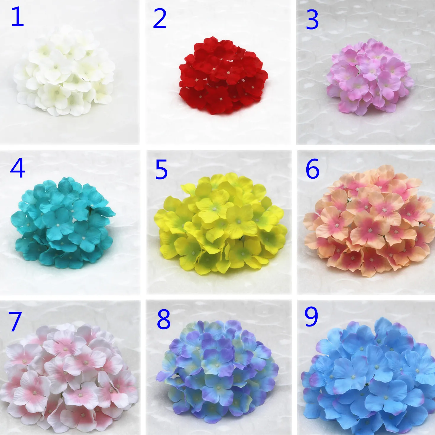 5PCS 19cm Silk Artificial Hydrangea Flower Heads DIY Wedding Garland Bridal Bouquet Birthday Party Christmas Decor Fake Flowers | Дом и сад