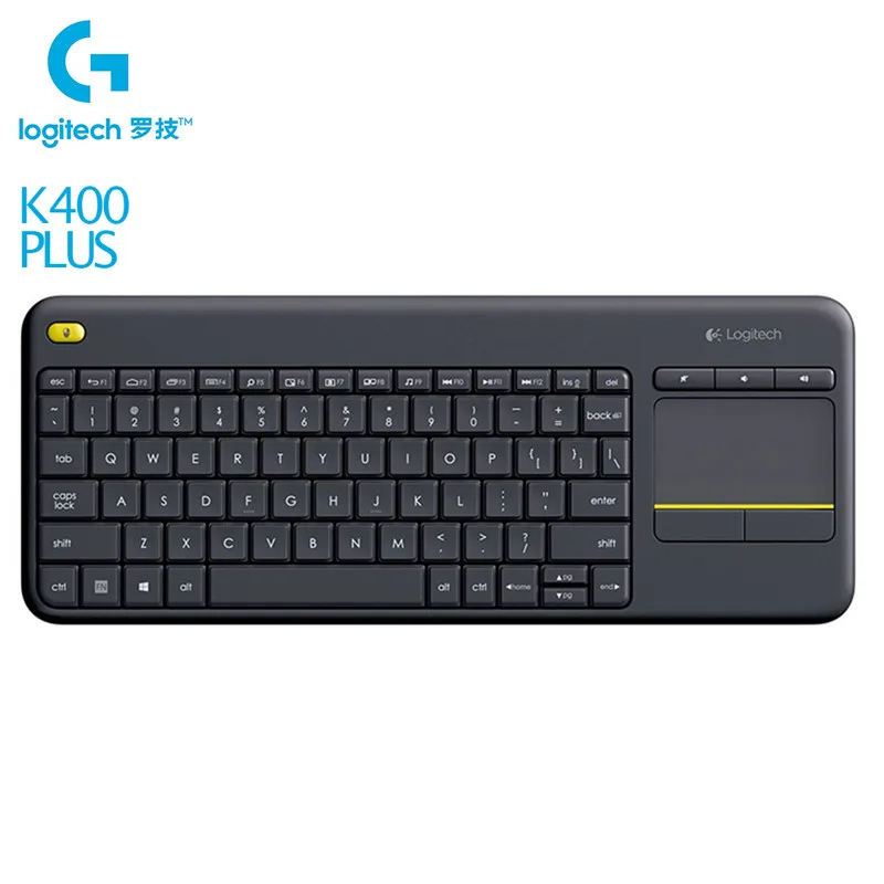 Logitech K400 плюс Беспроводной сенсорная клавиатура с тачпадом 2 4 ГГц Unifying для ПК