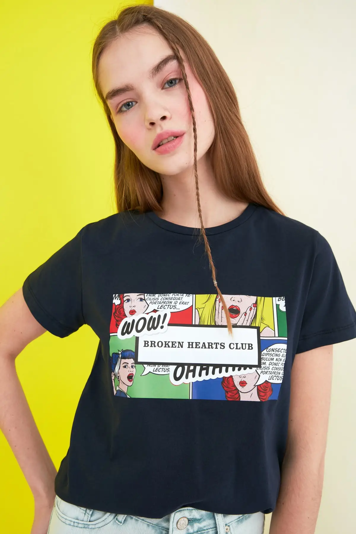 Базовая Трикотажная футболка с принтом TWOSS20TS0232 | Женская одежда