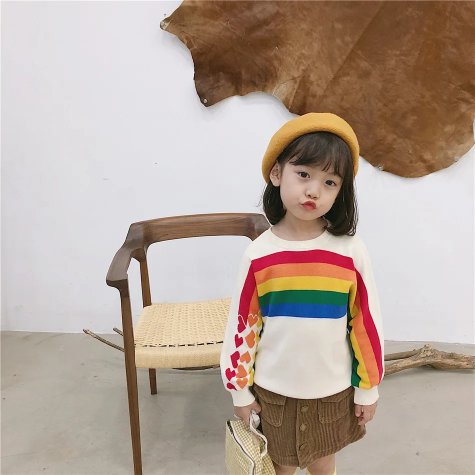 Tonytaobaby/осенне-зимняя одежда; Новинка; детская одежда с радугой; Свободный пуловер; свитер; свитера для мальчиков и девочек
