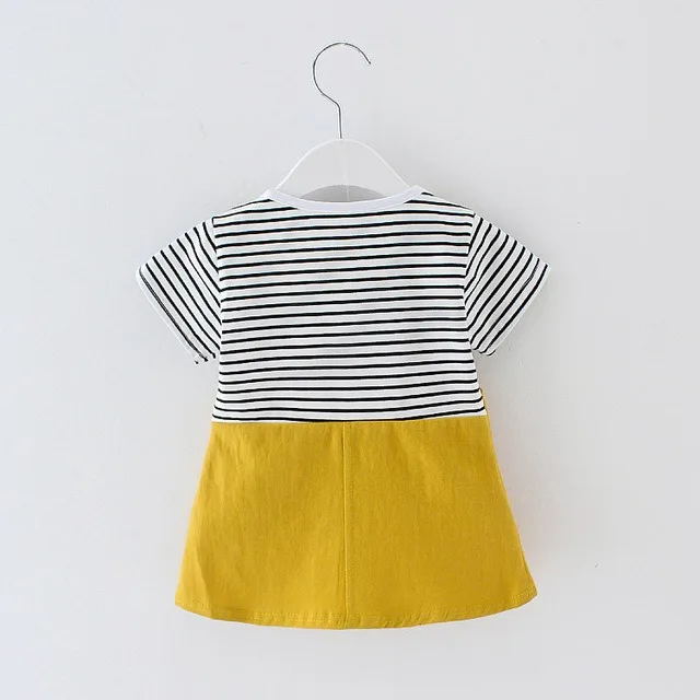 

100% Cotton Kids Toddler Baby Girl Dress Summer Fashion Baby Clothes Striped Dress Outfit