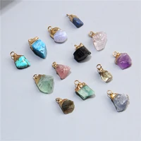reiki natural rough stone pendants strawberry quartzs amethysts pendant healing energy stone charm jewelry findings components