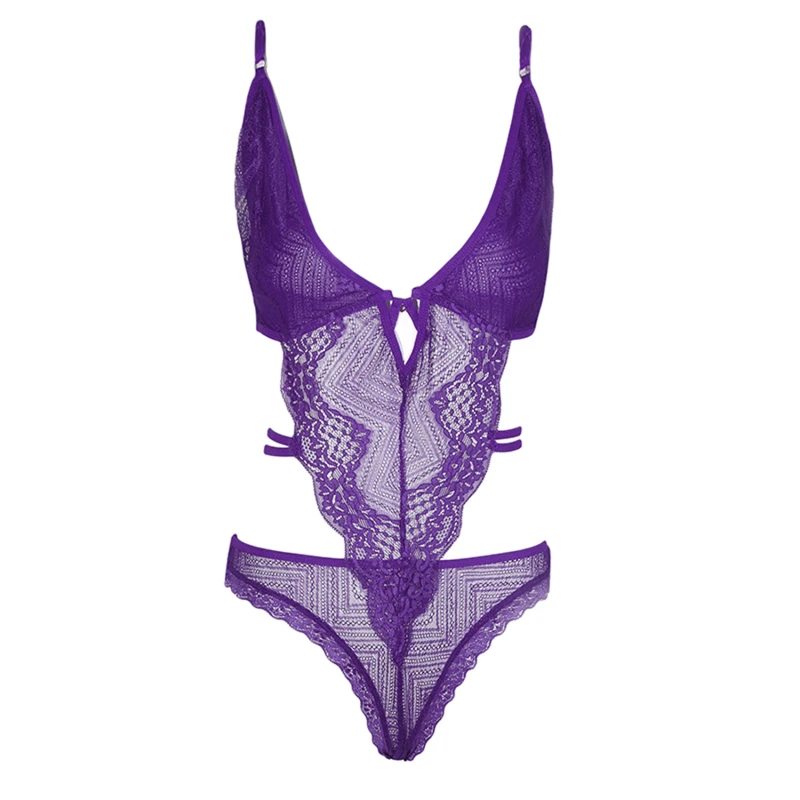 

Sexy One Piece Lingerie Women Lace Deep V Hot Erotic Sexy Hollow Underwear Female Transparent Lingerie Summer Sleepwear