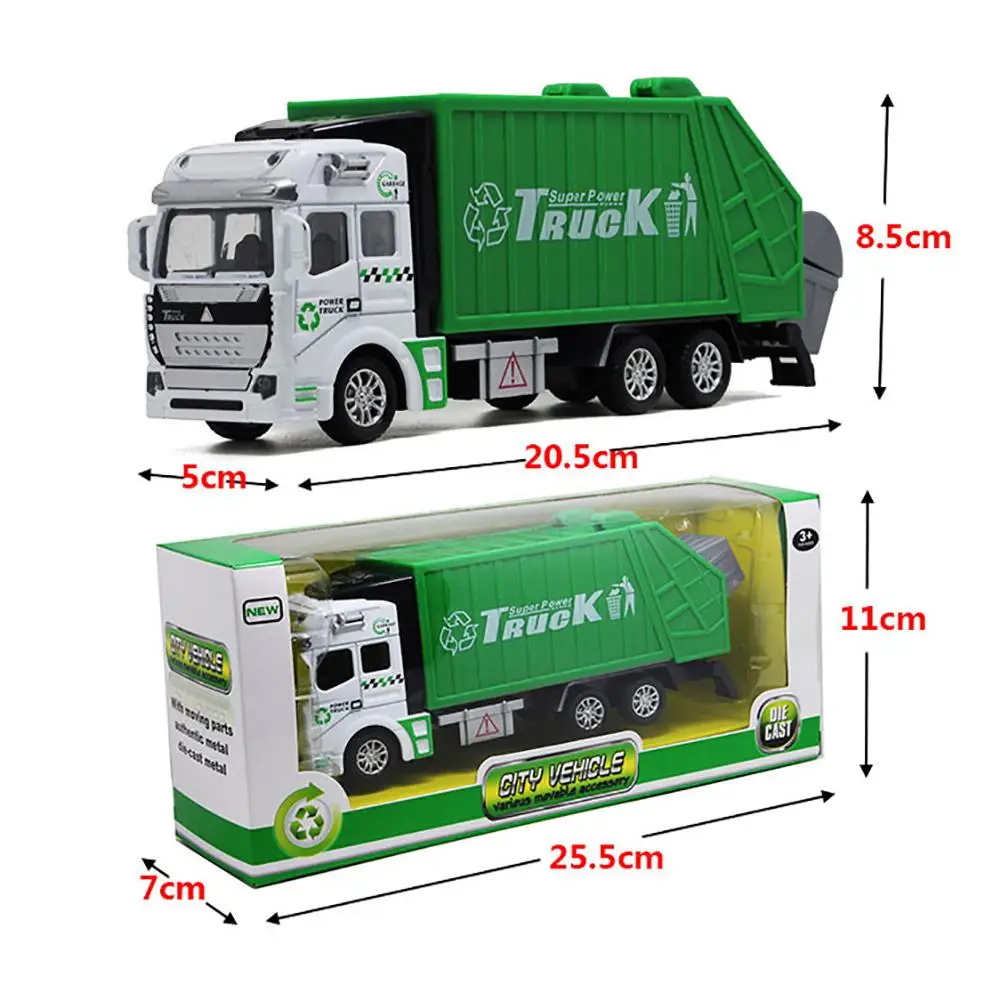 

Mini 1/48 Garbage Truck Model with Trash Can Kids Children Toys Birthday Gift Kid Toddlers Trash Classification Learning Game