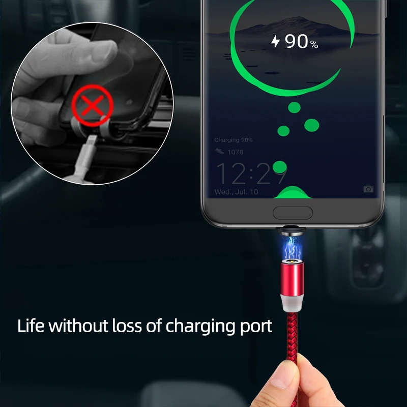 Магнитный кабель USB для зарядки магнитный Micro Type C телефона шнур Android