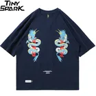 Лето 2021 Мужская футболка в стиле хип-хоп с принтом двойного дракона, китайская уличная Футболка Harajuku, футболки из 100 хлопка с коротким рукавом, хип-хоп