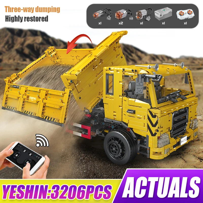 

MOULD KING 17012 Technical Building Blocks APP RC Motorized Three Way Dump Truck Model Assembly Bricks Kids Christmas Gifts
