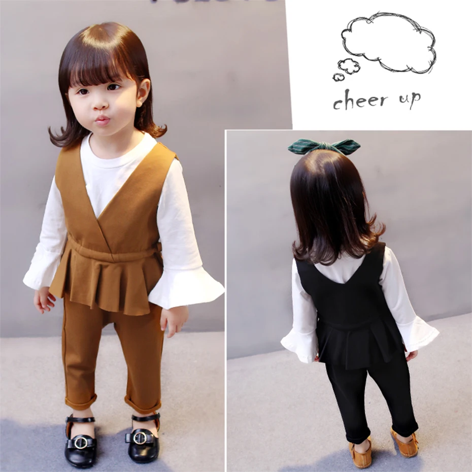 Детская одежда платье-майка для девочек штаны и футболка комплекты из 3 предметов