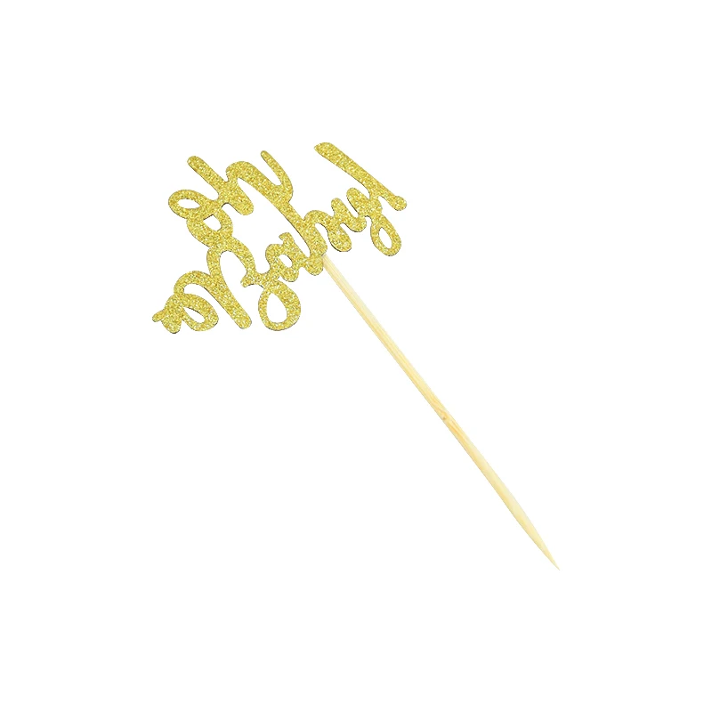 

10/20Pcs Glitter Gold On Baby Cake Topper Kids Favors For Kids Birthday Baptism Party Decoration Dessert Cupcake Insert Flags