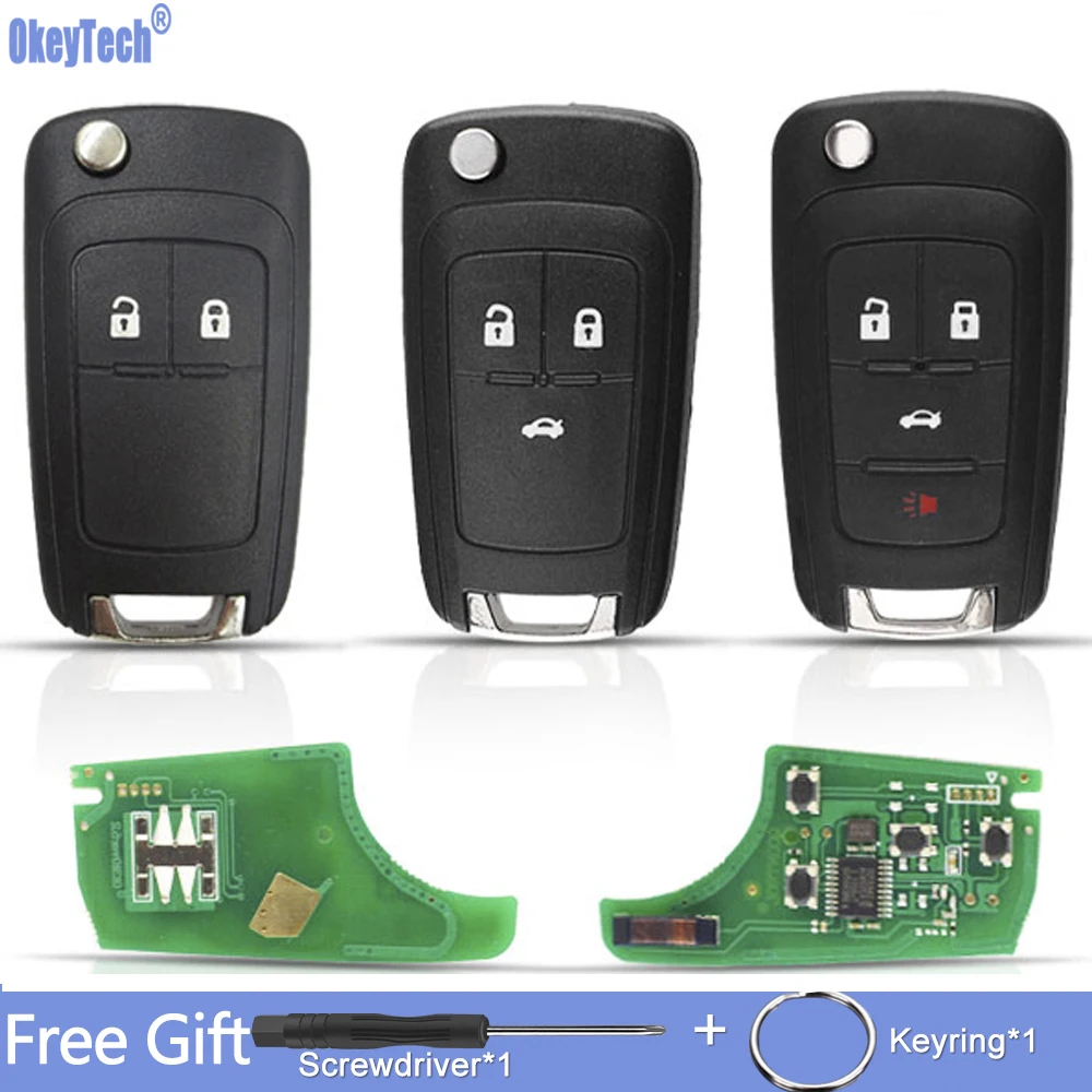 OkeyTech складной дистанционный ключ брелок от машины 433 МГц ID46 чип для Chevrolet Aveo Cruze