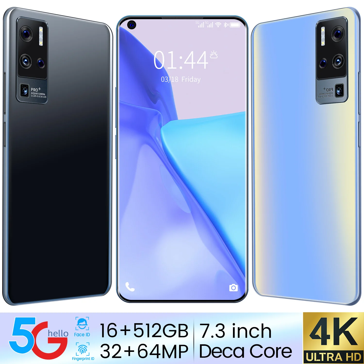 

OnePro 9 Global Version Smartphone 6800mAh 10 Core 7.3 Inch 16GB 512GB 32MP 64MP Snapdragon 888 Fingrtprint ID Mobile Phone