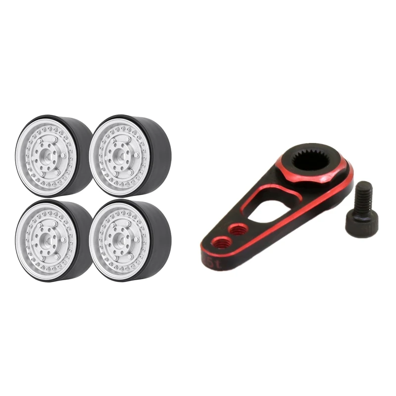 

Double Hole 25T Steering Servo Arm With 4Pcs 1.9Inch Beadlock Wheel Rim Hub For 1/10 Rc Car Scx10 90046 Traxxas Trx4