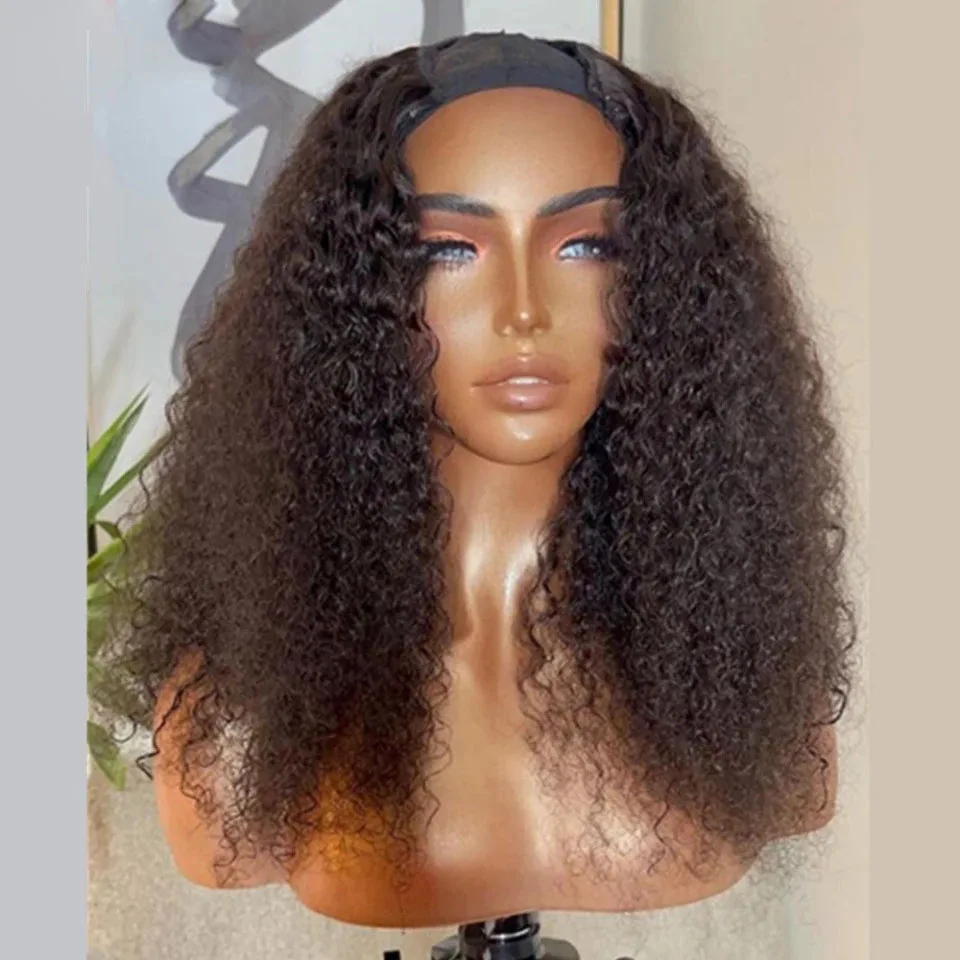 

Dark Brown Afro Kinky Curly U Part Wig 30 Inches 250Density Peruvian Remy 100% Human Hair 4b 4c Deep Curl Wigs For Black Women