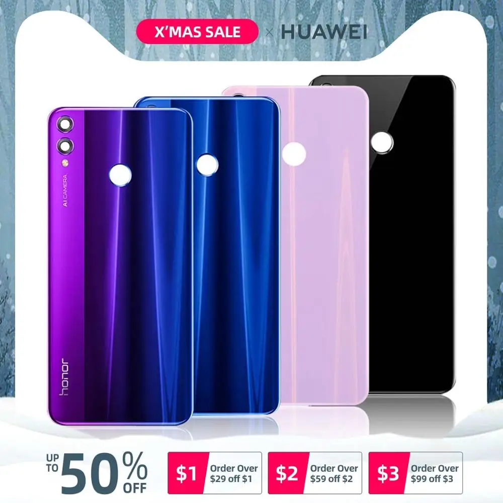 Задняя стеклянная панель Задняя крышка для Huwei Honor 8X задняя крышка с объективом Cemara для Honor 8X крышка батареи запасные части