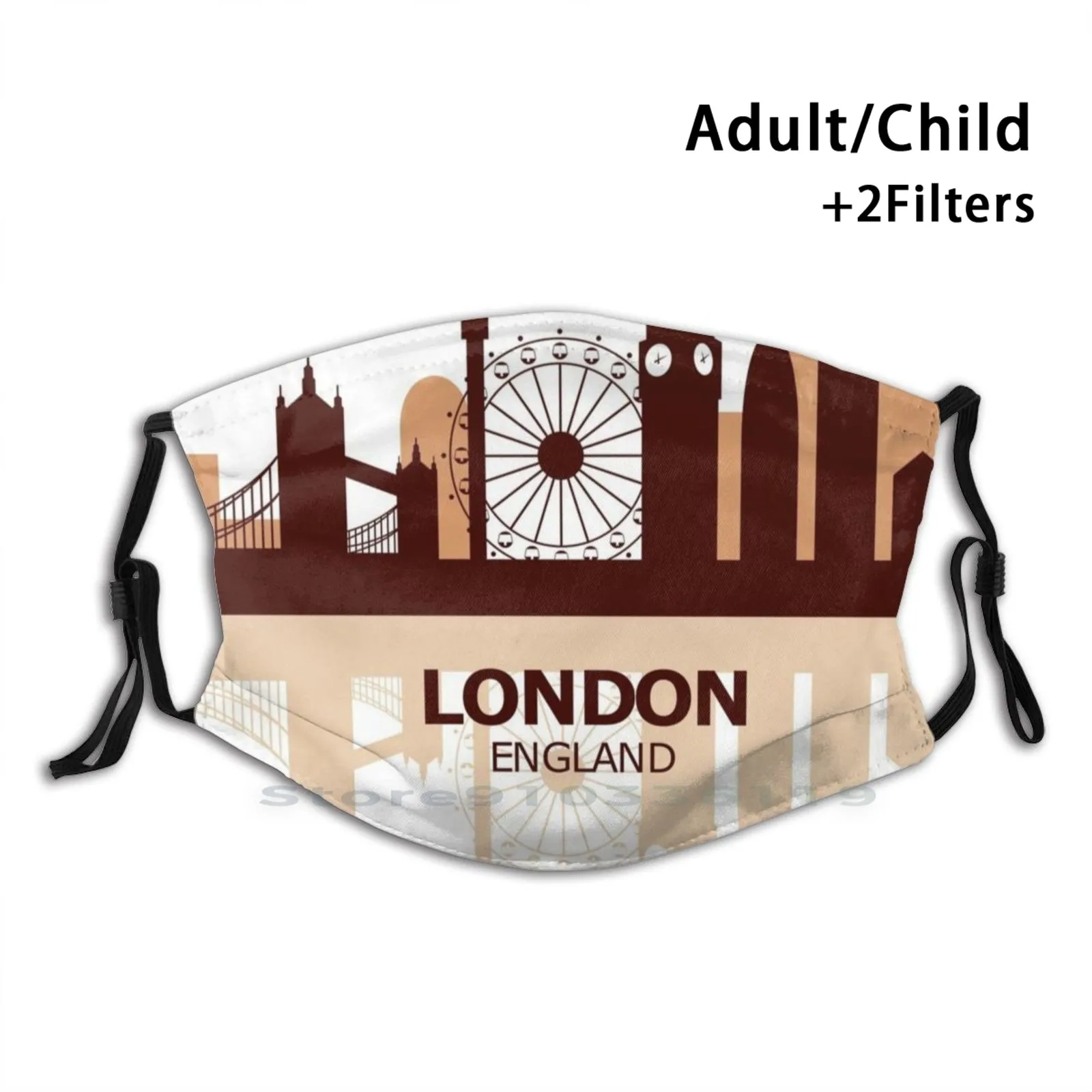 

London Print Reusable Mask Pm2.5 Filter Face Mask Kids London Parliament England Ben Ben Westminster Tower City Colombia Trip
