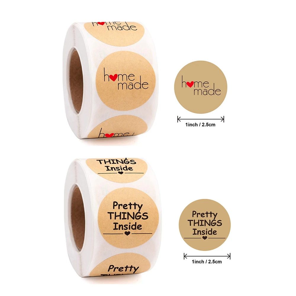 

500pcs Round Natural Kraft Handmade Stickers Scrapbooking For Package Adhesive Thank You Sticker Seal Labels Stationery