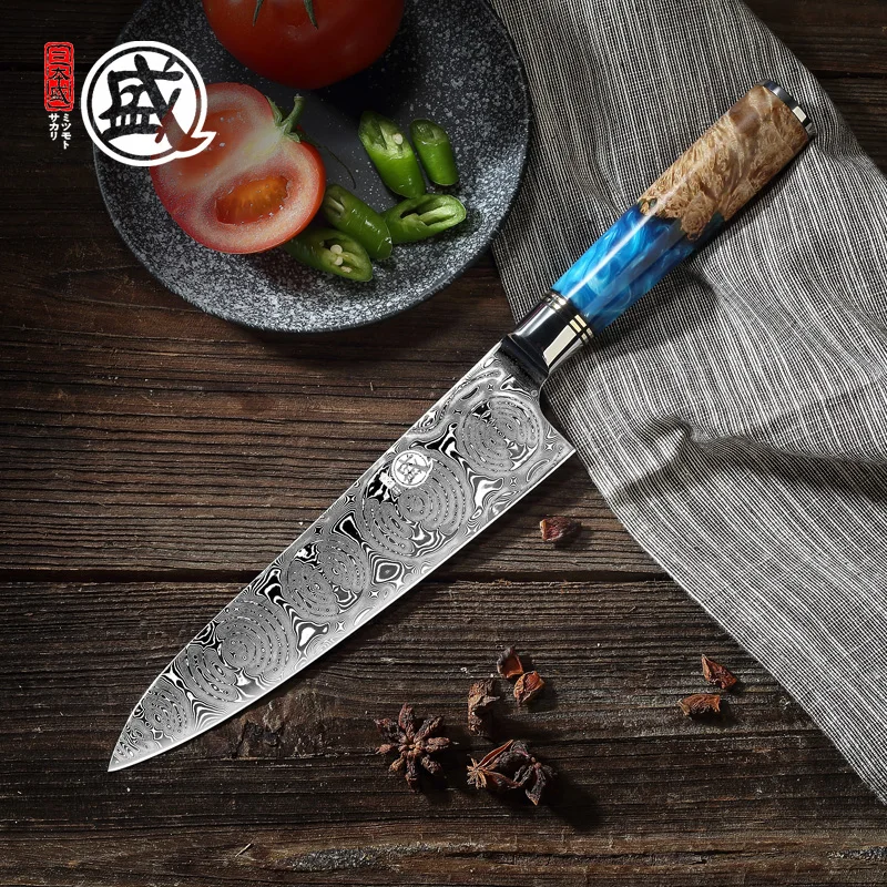 Японский нож MITSUMOTO SAKARI 7 5 дюйма из дамасской стали ручной работы шеф повара с
