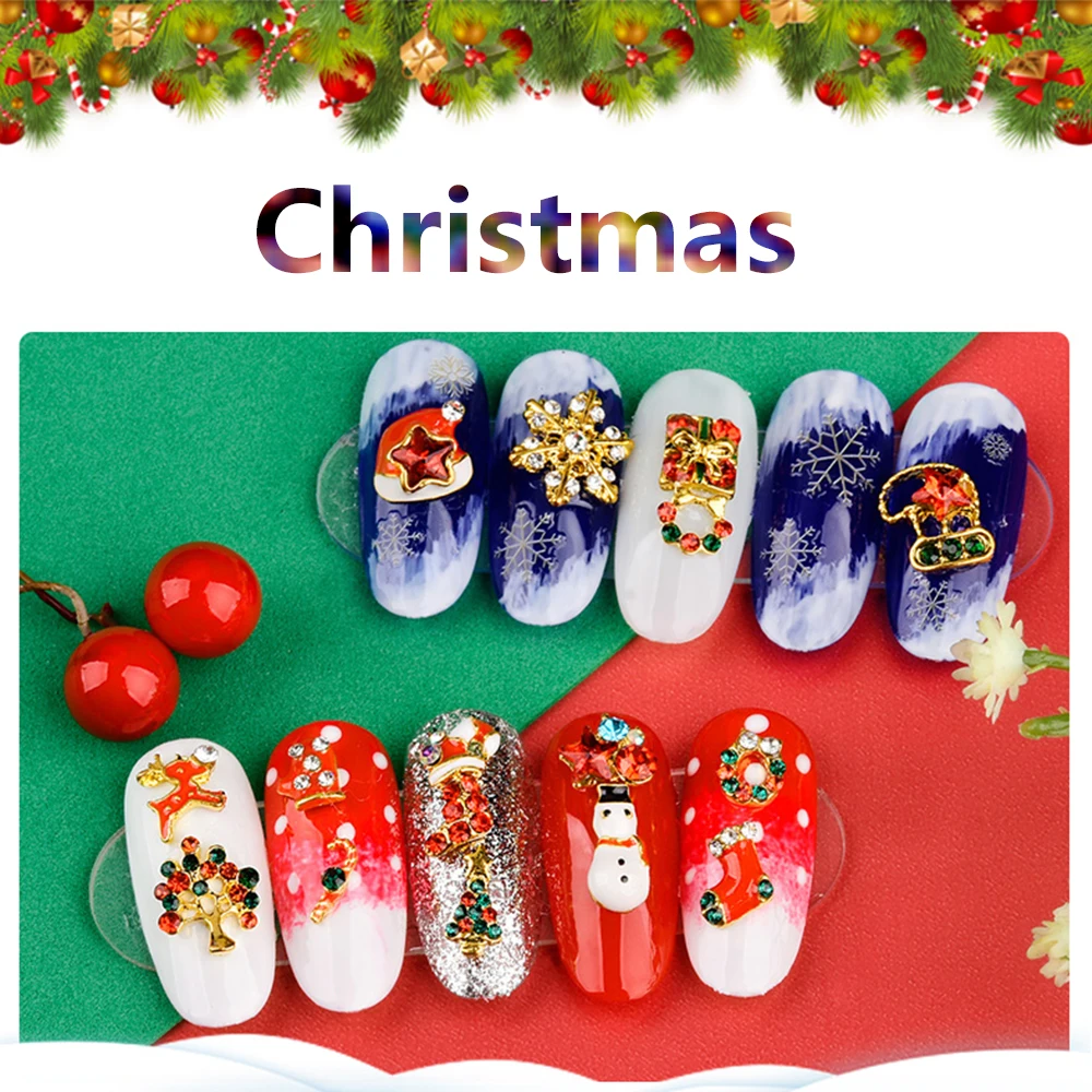 24 стиля Рождественский дизайн ногтей DIY 3D бриллианты стразы аксессуары фестиваль