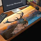 Коврик для мыши Mairuige, резиновый нескользящий, для компьютерных игр, раннее утро, силуэт лося, красивое животное, фото, офисный стол