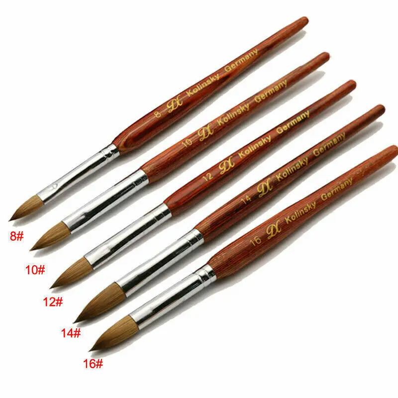 

Kolinsky Sable RED WOOD Acrylic Nail Brush Nail Art Set Size 2#+4#+6#+8#+10# 12 14 16 18 20 Set Wholesale High Quality Brush