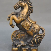 8 lucky old chinese fengshui bronze yuanbao money wealth zodiac horse statue