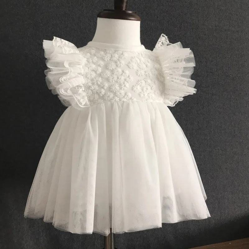 

Summer Children's Clothing Dress Baby Gauze Skirt Tutu Skirt Solid Color Pure Cotton Newborn Girl Sleeveless Lace Frill Dress