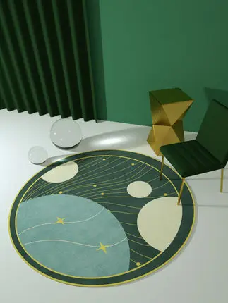 

Light Luxury Round Carpet Bedroom Living Room Tea Table Hanging Basket Computer Chair Cushion Girl Bedside Simple Modern Househ