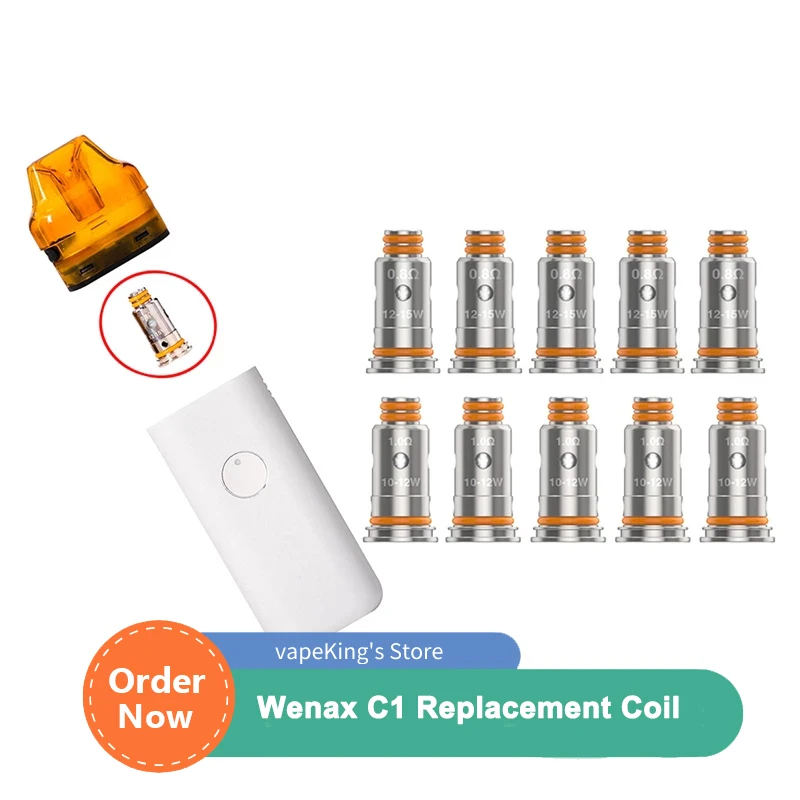 

5pcs/pack Wenax C1 Replacement Coil G0.8 0.8ohm G1.0 1.0ohm G Series Core Vaporizer Head For E Cig Wenax C1 Pod VS Boost Coil